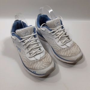 Ryka Regina Size 9M White and Blue Athletic Sneakers
